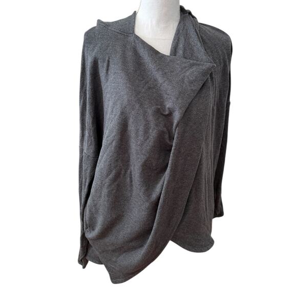 Athleta Purana Yoga Wrap Sweatshirt Charcoal Gray M - Picture 2 of 6